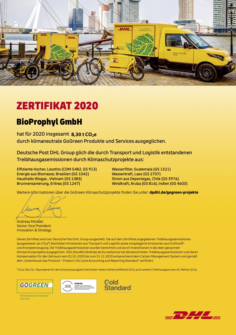 DHL Zertifikat 2019