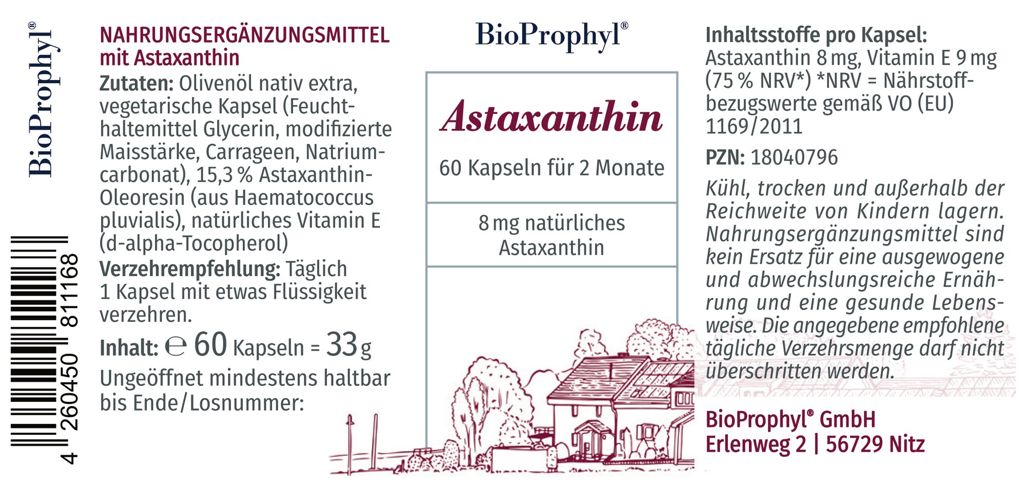 Produktetikett von Astaxanthin
