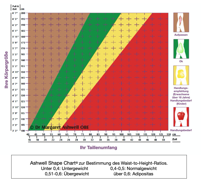 Tabelle zur Berechnung des Taillenumfangs