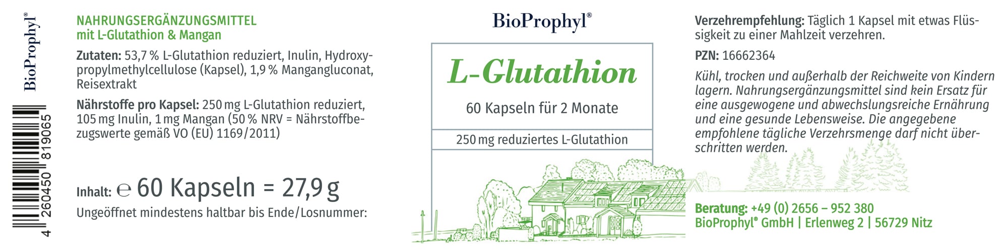 Produktetikett von L-Glutathion