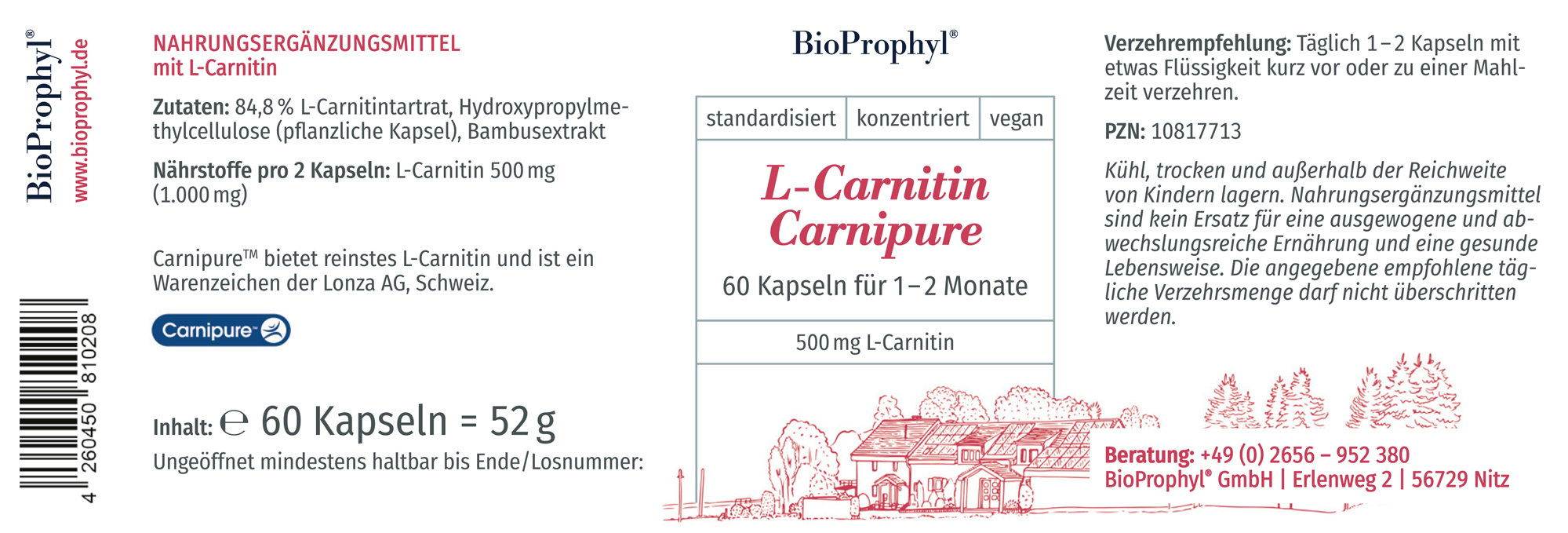 Produktetikett von L-Carnitin