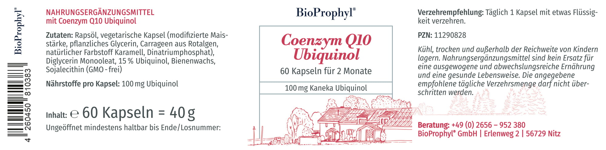 Produktetikett von Coenzym Q10 Ubiquinol