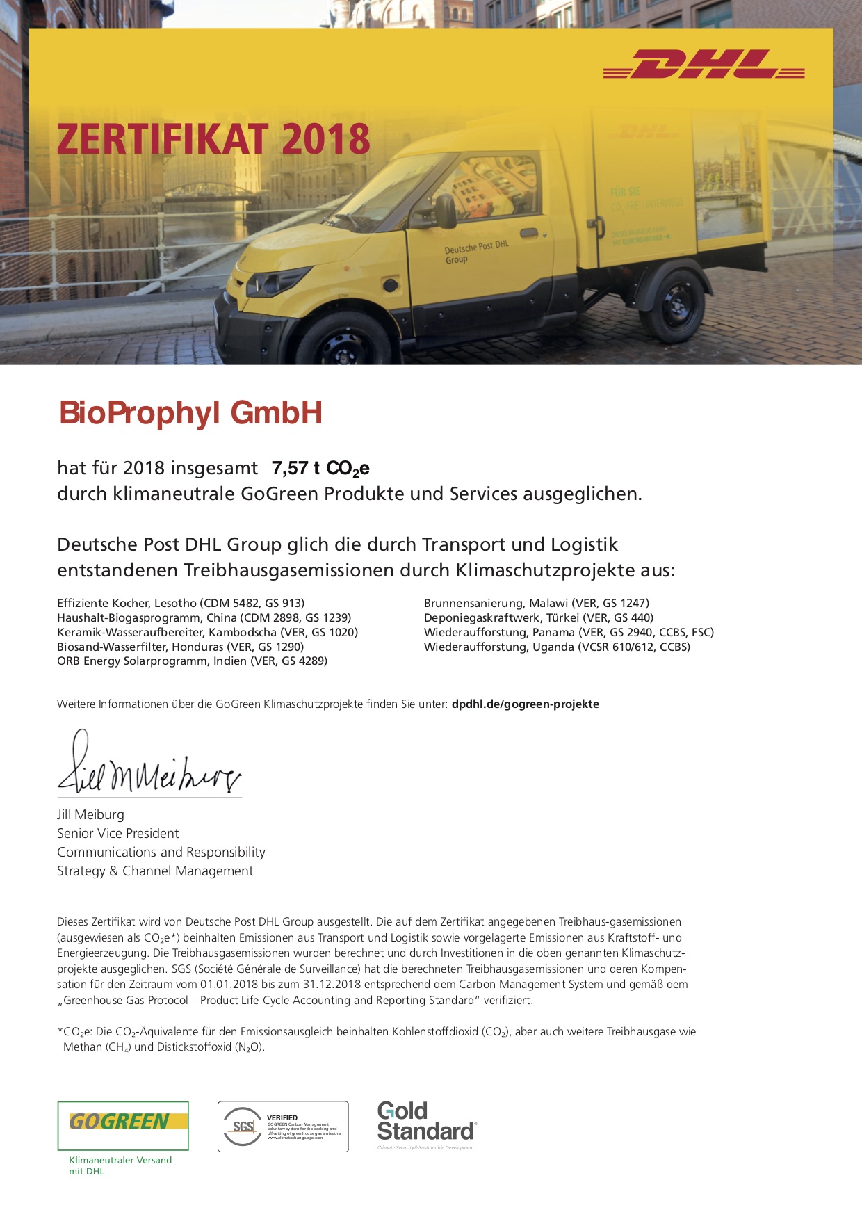 DHL Zertifikat 2018