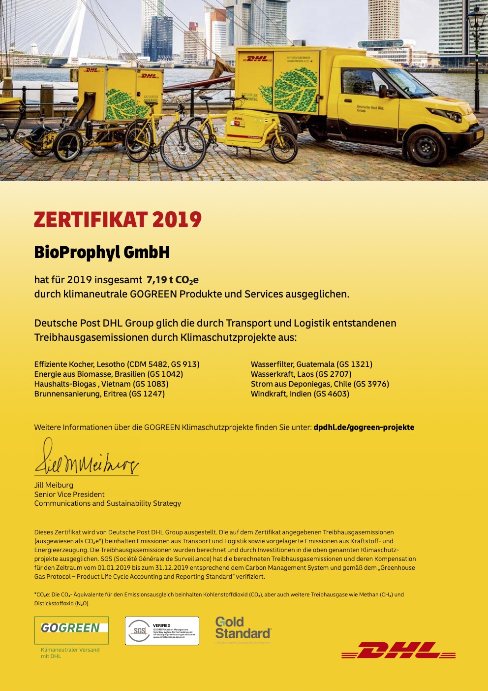 DHL Zertifikat 2019
