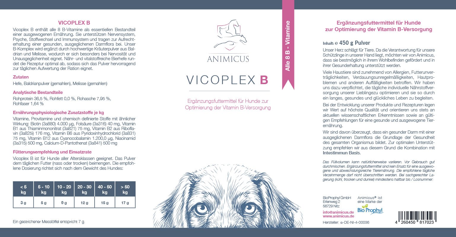 Produktetikett von Animicus Vicoplex B