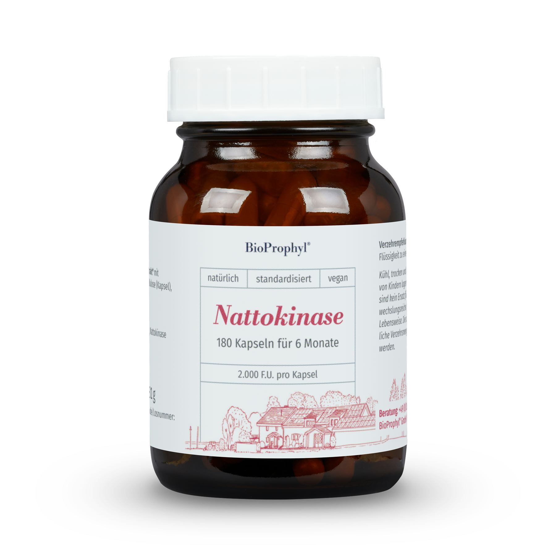 Nattokinase 180 Kapsel Freisteller Nattokinase 180 Kapsel freigestelltes Produktbild